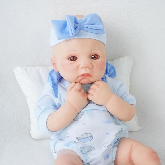 16.14 in Full Silicone ivory Reborn Baby Dolls BOY Lifelike Newborn Dolls Baby - Picture 8 of 8